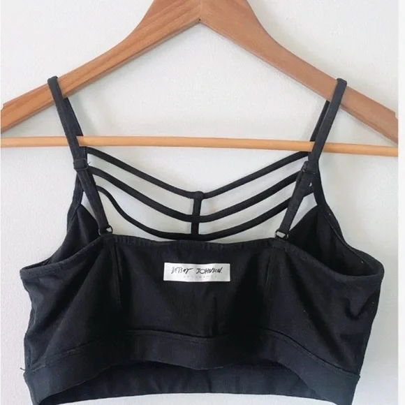 Betsey Johnson Triple Strap Sports Bra Black XS NWOT - Picture 2 of 3